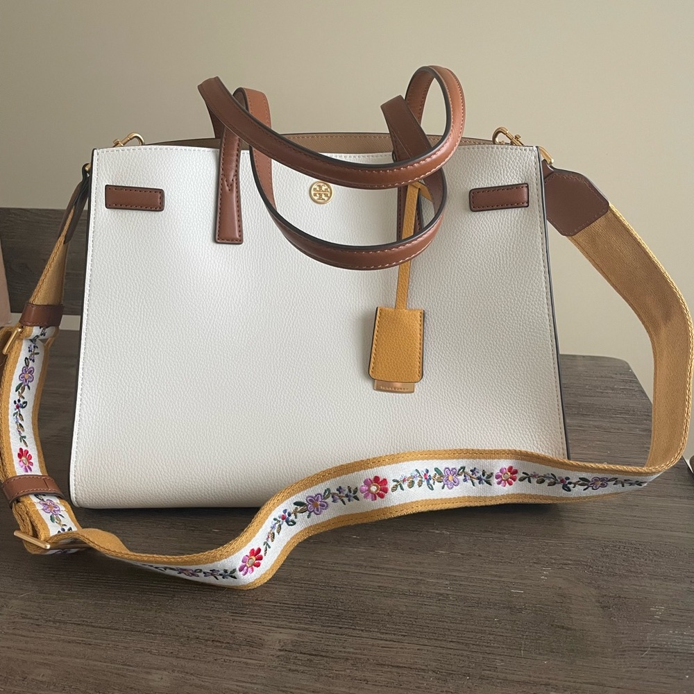 NWOB Tory Burch Walker Colorblock Satchel with Webbing Strap.